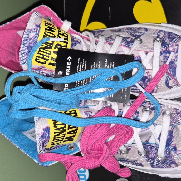 Converse High-Top Sneakers with Pink and Blue Accents - Picture 9 of 9